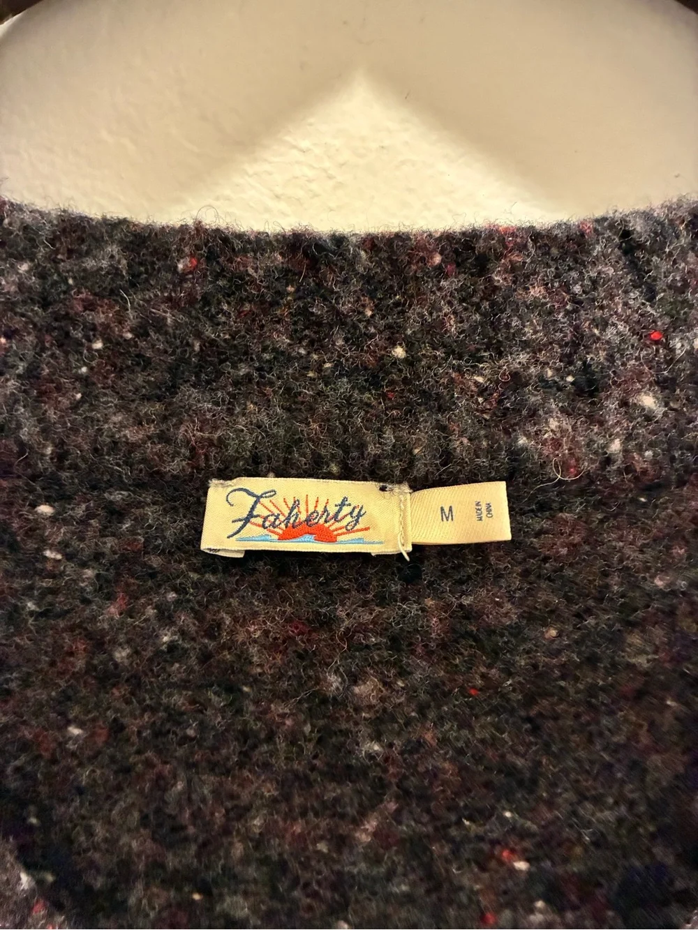 Faherty Driftwood Donegal Sweater Women Sz M Wool Alpaca Speckled BlackBerry